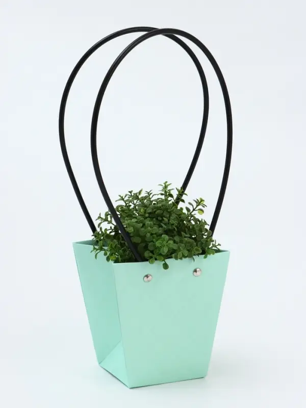 Сумка для цветов тиснение мята влагостойкая, 12&times;12 - 8&times;8 - 12.5 см