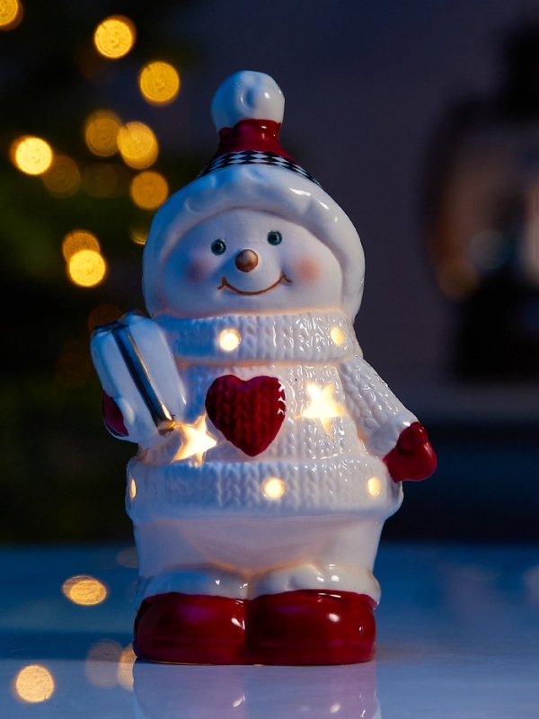 Светодиодная фигура "Снеговичок в свитере" 13.8х6х7, 1 LED, LR44x3(в компл.), Т/БЕЛЫЙ