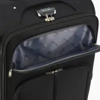 Чемодан на колёсах Royalbag большой 104 л (L), на молнии, с увеличением, кодовый замок, 4 колеса, чёрный