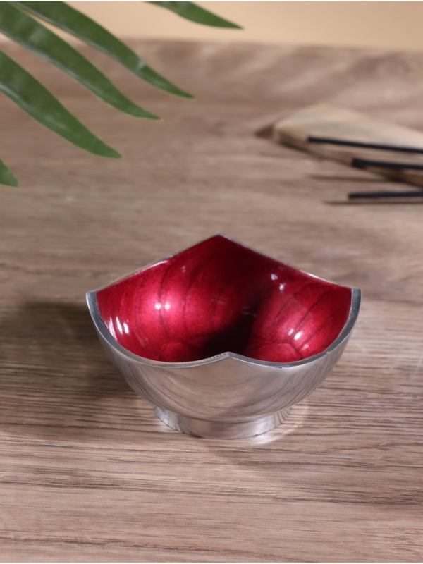 Менажница  Менажница "Бэнкс" (набор 3 шт) 7х7х4 см, на подносе, алюминий,  цв. красный