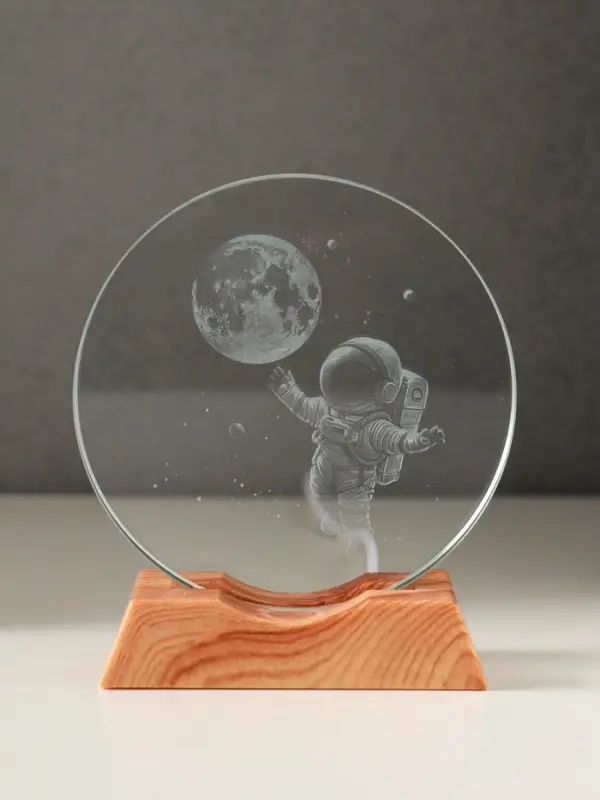 Сувенир стекло свет Сувенир стекло свет "Диск. Полёт космонавта" 5хLED d=10 см, USB 10х4х11,4 см