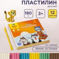Пластилин &laquo;Мульти-пульти . Енот на Аляске&raquo;, 12 цветов, 180 г, со стеком, картонная упаковка