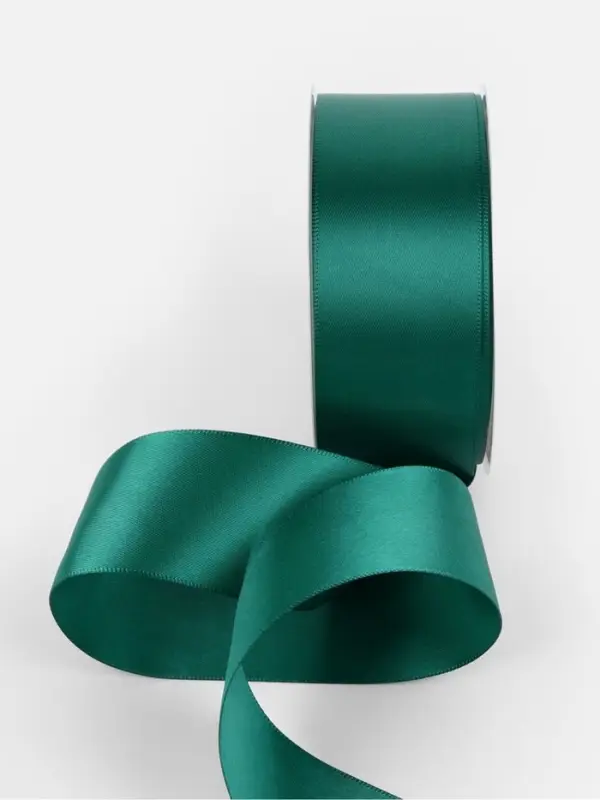 Лента атласная TEIRA, двухсторонняя, 38 мм, 25&plusmn;1 м, зелёная №0589