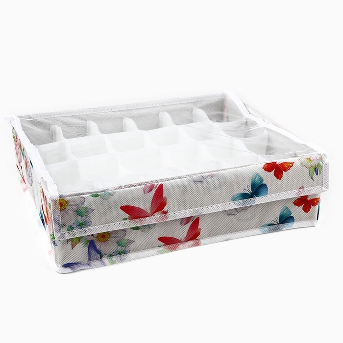 Органайзер для хранения 24 ячейки с крышкой Органайзер для хранения 24 ячейки с крышкой "Бабочки", 34 х 28 х 10 см