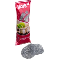 Губка-мочалка YORK из нерж.стали 3шт/уп