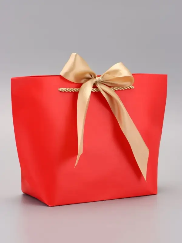 Пакет подарочный ламинированный, с лентой &laquo;Красный&raquo;, горизонтальный, 19&times;20&times;9 см