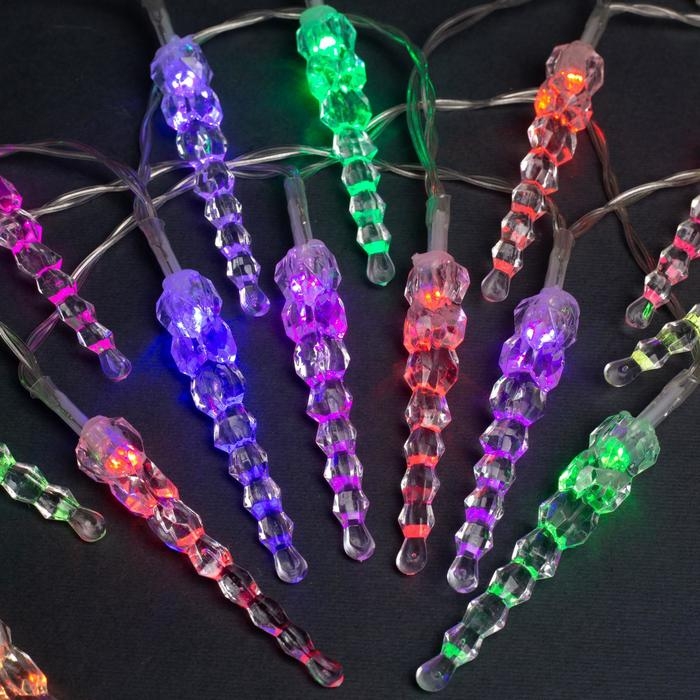 Гирлянда &laquo;Нить&raquo; 3 м с насадками &laquo;Сосульки 7.5 см&raquo;, IP20, прозрачная нить, 20 LED, батарейки AAх3 (нет в комплекте), свечение мульти