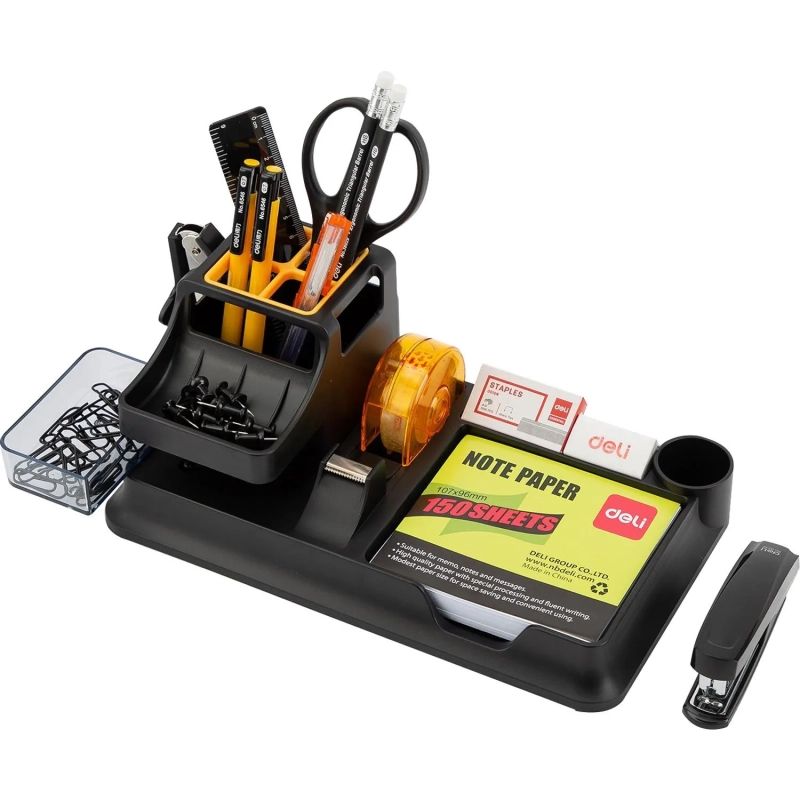 Набор настольный канцелярский Deli E38252A 17 предметов черный/ прозрачный