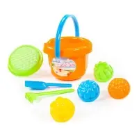 Набор игрушек для песочницы, 8 предметов: ведро, ситечко, лопатка, грабельки, формочки, МИКС