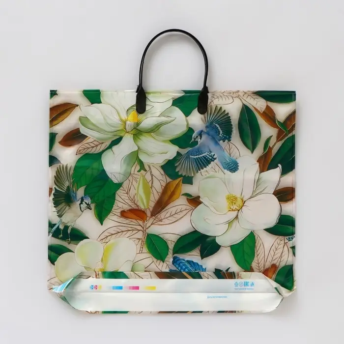 Пакет "Ассорти цветы", полиэтиленовый с пластиковой ручкой, МИКС 100 мкм 38 х 35 см