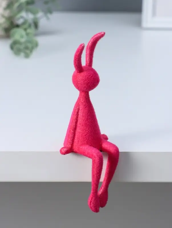 Сувенир пластик на полку "Зайчик" ярко-розовый 5х5,5х15 см