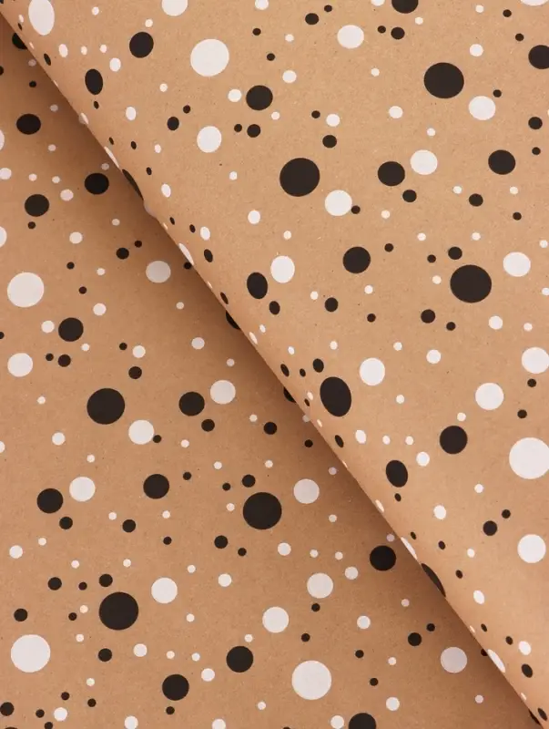 Крафт бумага «Конфетти» черный/белый на коричневом фоне, 0.72×10±5% м, 60 г Крафт бумага «Конфетти» черный/белый на коричневом фоне, 0.72×10±5% м, 60 г