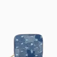 Кошелёк женский на молнии 8.5&times;2&times;11 см, джинсовый, синий