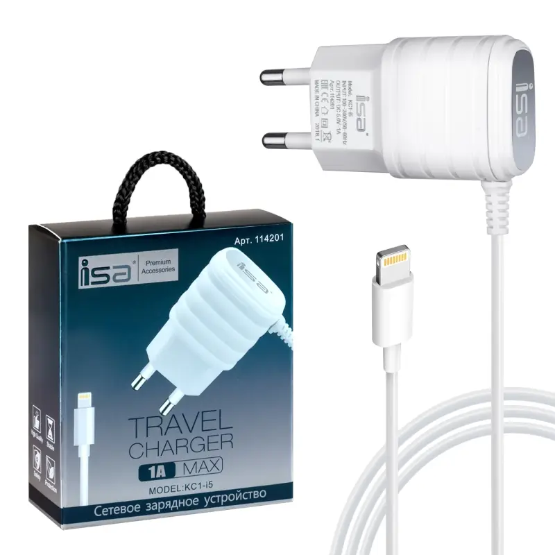 *СЗУ KC1-i5 Lightning 1A ISA белое *СЗУ KC1-i5 Lightning 1A ISA белое