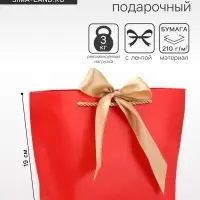 Пакет подарочный ламинированный, с лентой &laquo;Красный&raquo;, горизонтальный, 19&times;20&times;9 см