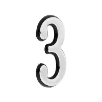 Цифра дверная 3 ТУНДРА, пластиковая, цвет хром, 1 шт.