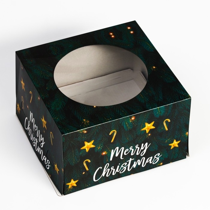 Коробка для торта новогодняя с окном «Merry Christmas», 30 х 30 х 19 см. Новый год Коробка для торта новогодняя с окном «Merry Christmas», 30 х 30 х 19 см. Новый год