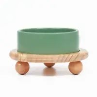 Миска, 300 мл, 13&times;5 см, на подставке, керамика, серо-зелёная