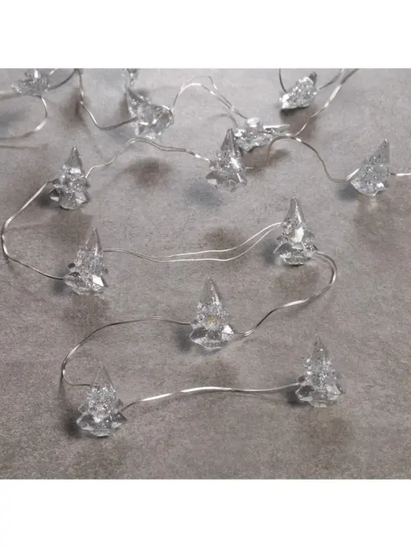 Гирлянда &laquo;Нить&raquo; 2 м, роса с насадками &laquo;Снежная ёлочка&raquo;, IP20, серебристая нить, 20 LED, 2 режима, от батареек АА&times;2, свечение тёплое белое