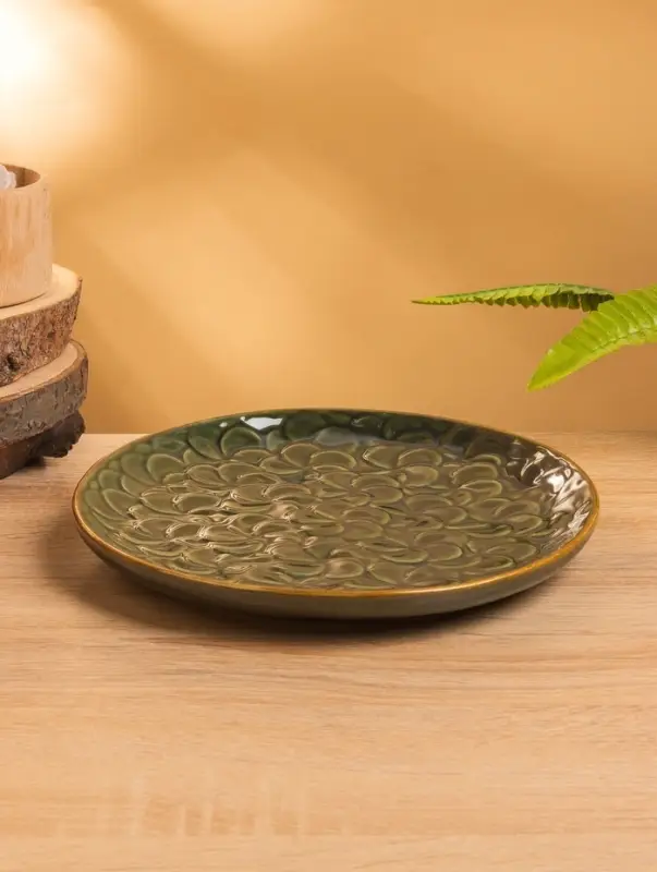 Блюдо «Полянка», 23×23×3 см, керамика, зелёное Блюдо «Полянка», 23×23×3 см, керамика, зелёное