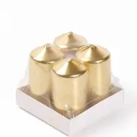 Свеча столбик, набор 4 шт., 3.8&times;7.5 см, золотистый