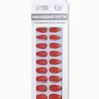 Накладные ногти, 24 шт., с клеевыми пластинами, форма миндаль, красные