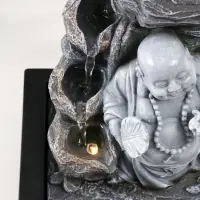 Фонтан настольный с подсветкой &laquo;Серый хотей с опахалом&raquo;, от сети, 21&times;17.5&times;25 см