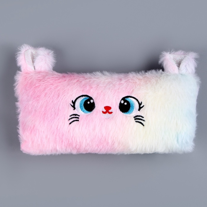 Пенал школьный мягкий «Котик», 20 × 10 см, плюш, белый цвет Пенал школьный мягкий «Котик», 20 × 10 см, плюш, белый цвет