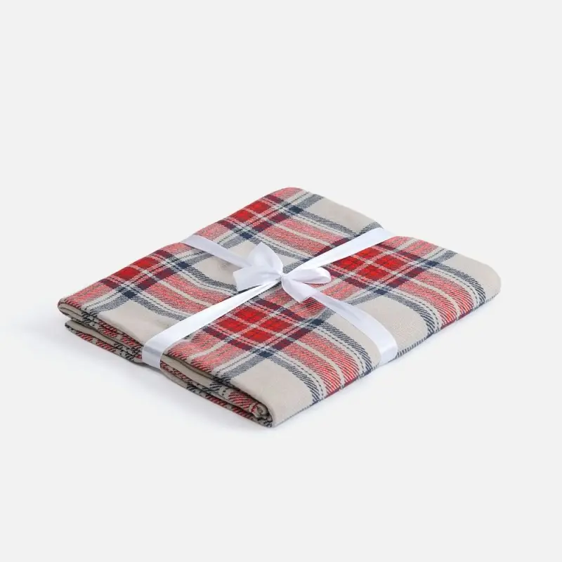 Плед «Валдай», бежевый с красным и синим Плед «Валдай», бежевый с красным и синим