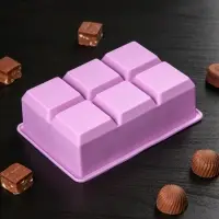 Форма для льда и заготовок Доляна &laquo;Кубик&raquo;, силикон, 16&times;11&times;4.8 см, 6 ячеек (4.6&times;4.6 см), бирюзовая