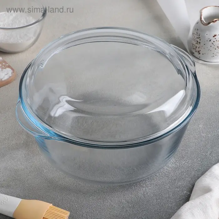 Форма для запекания Paşabah&ccedil;e Borcam, 3 л, с крышкой, жаропрочное стекло, прозрачная