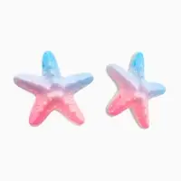 Серьги пластик "Морская звезда", цвет розово-голубой