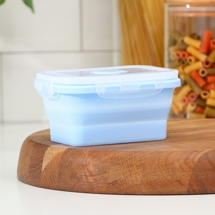 Контейнер складной с крышкой Доляна «Коста», 400 мл, 13х9,5х6 см, голубой Контейнер складной с крышкой Доляна «Коста», 400 мл, 13х9,5х6 см, голубой