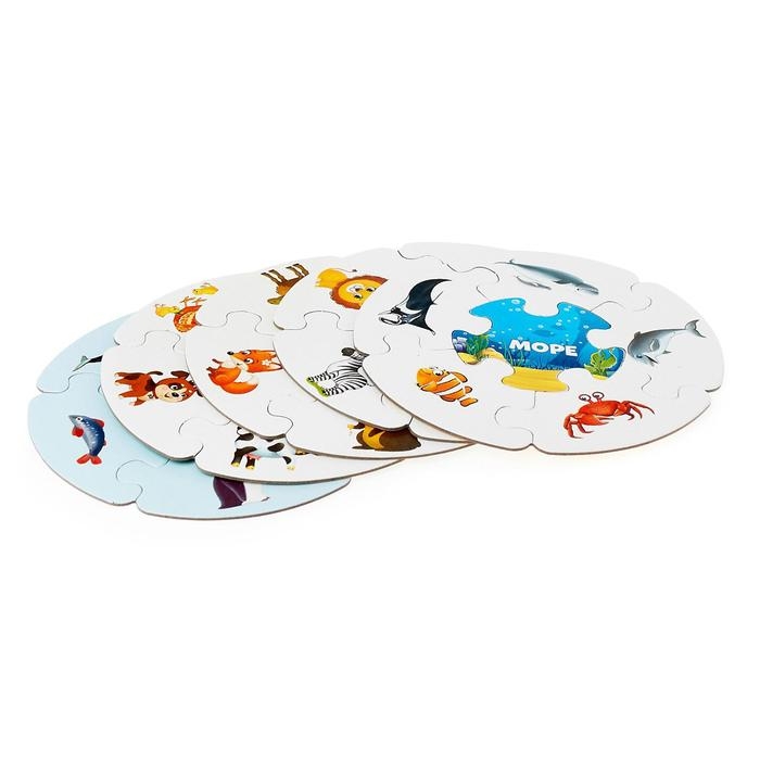 Пазлы- лото «Мир животных», 5 пазлов, 30 элементов Пазлы- лото «Мир животных», 5 пазлов, 30 элементов