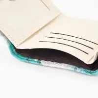 Кошелёк женский на кнопке, 10.5&times;2.5&times;8.5 см, с цветочным принтом, бирюзовый