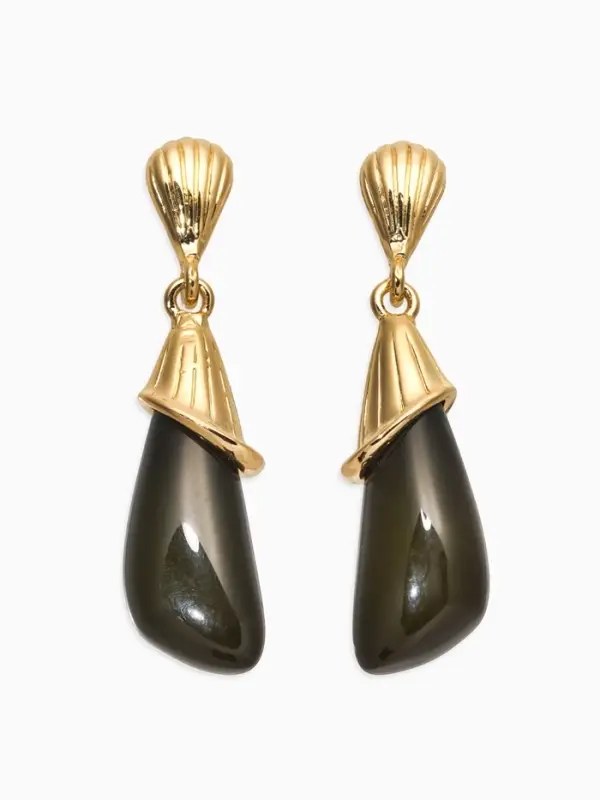 Серьги акрил "Капля каллы", цвет зеленый в золоте