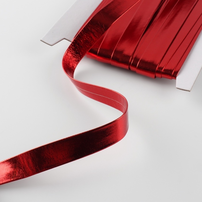 Косая бейка, кожзам, 15 мм × 10 ± 1 м, цвет красный Косая бейка, кожзам, 15 мм × 10 ± 1 м, цвет красный
