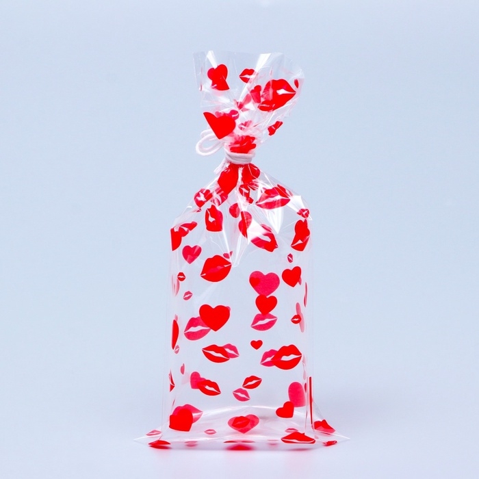 Пакет фасовочный БОПП, Пакет фасовочный БОПП, "Поцелуи" 9*19 см набор 50 шт