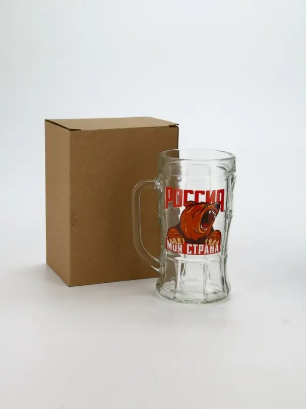 Кружка пивная стеклянная «Россия, моя страна», 500 мл Кружка пивная стеклянная «Россия, моя страна», 500 мл