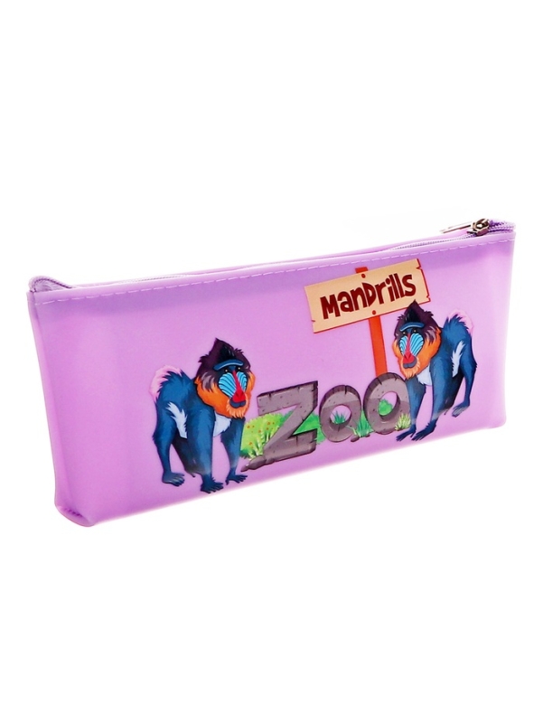 Пенал школьный на молнии Зоопарк  Фиолетовый Пенал школьный на молнии Зоопарк  Фиолетовый