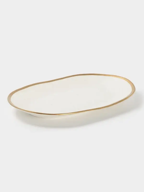 Блюдо сервировочное Magistro Poursephona, 37&times;24 см, фарфор, бежевое