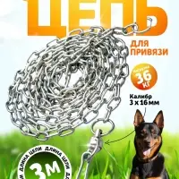 Цепь для привязи собак, 3 м, калибр 3&times;16 мм, белая