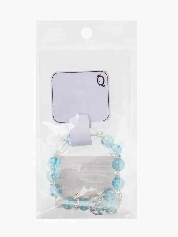 Браслет с подвесками &laquo;Сахарный. лошадка&raquo;, d=6 см, шар №10/8, белый, голубой в серебре