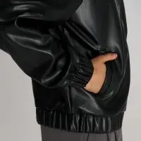 Бомбер из искусственной кожи Univer, черный, размер XL/XXL