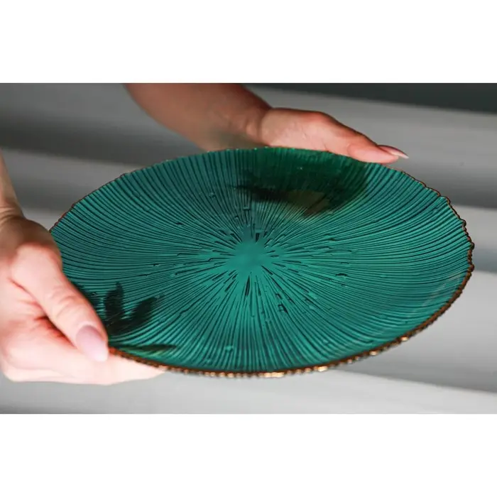 Тарелка Magistro &laquo;Фейерверк&raquo;, d=20.5 см, стекло, цвет изумрудный