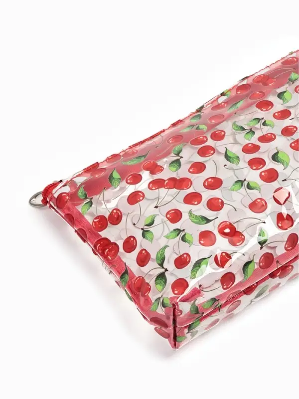 Косметичка ПВХ Вишня 25*5*15, отд на молнии,  прозрачный