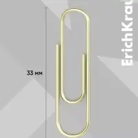 Скрепки канцелярские ErichKrause, 28 мм, 100 шт., омедненные, картонная упаковка