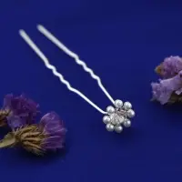 Шпилька для волос &laquo;Жемчужная ромашка&raquo;, серебро