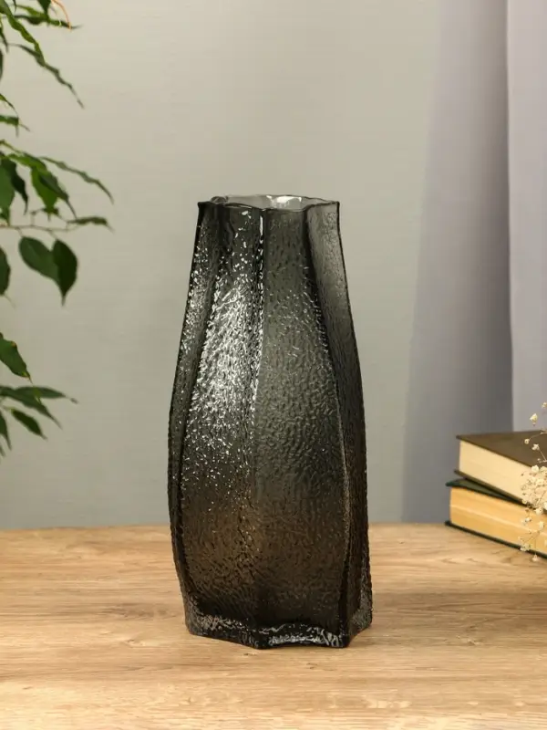 Ваза стекло настольная  Ваза стекло настольная "Дженис" 30х15х9,5 см, серый