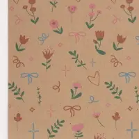 Бумага упаковочная крафт &laquo;Векторные цветы&raquo;, 50&times;70 см